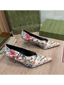 Balenciaga x Gucci The Hacker Project Flora Print Pumps 8cm White 2021 55