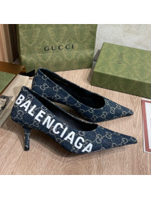 Balenciaga x Gucci The Hacker Project GG Denim Square Knife Pumps 6.5cm Blue 2021 56