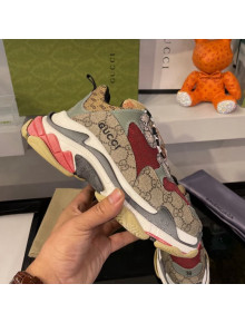 Gucci The Hacker Project Triple S Sneakers Beige/Burgundy 2021 72