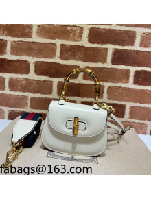 Gucci Leather Mini Top Handle Bag with Bamboo 686864 White 2022