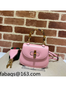 Gucci Leather Mini Top Handle Bag with Bamboo 686864 Pink 2022