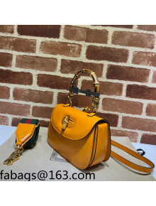 Gucci Leather Small Top Handle Bag with Bamboo ‎675797 Yellow 2022