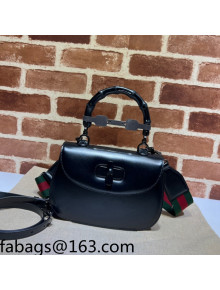 Gucci Leather Small Top Handle Bag with Bamboo ‎675797 Black 2022