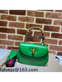 Gucci Leather Small Top Handle Bag with Bamboo ‎675797 Green 2022