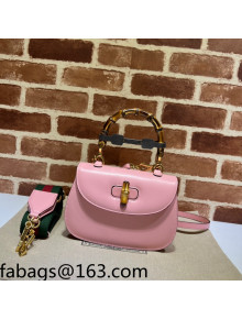 Gucci Leather Small Top Handle Bag with Bamboo ‎675797 Pink 2022