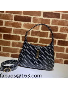 Gucci Jackie 1961 Logo Striped Leather Small Hobo Bag 636709 Black 2022