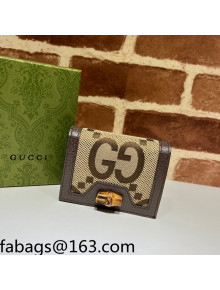 Gucci Diana Jumbo GG Canvas Card Case Wallet 658244 Camel Brown 2022