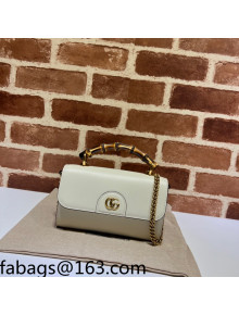 Gucci Bamboo Leather Mini Bag 675795 White 2022