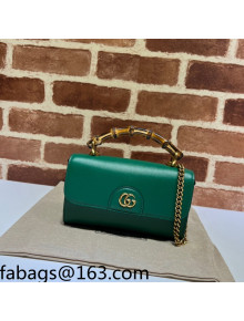 Gucci Bamboo Leather Mini Bag 675795 Green 2022