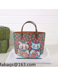 Gucci Children's GG Canvas Tote Bag with Cat Print 410812 Brown 2022 26