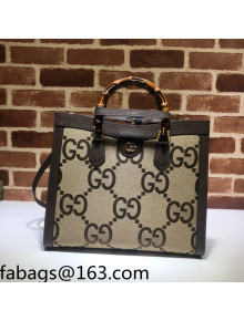 Gucci Diana Jumbo Canvas Medium Tote Bag 655658 Camel Brown 2