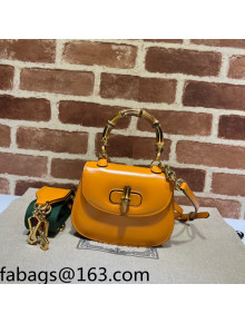 Gucci Leather Mini Top Handle Bag with Bamboo 686864 Marigold Yellow 2022