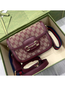 Gucci Horsebit 1955 GG Canvas Mini Bag ‎658574 Beige/Burgundy 2021