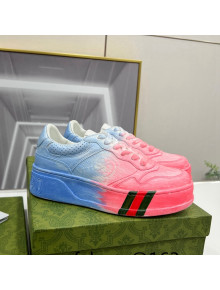 Gucci Chunky B GG Embossed Leather Sneaker Blue/Pink 2022