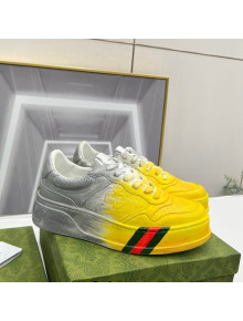 Gucci Chunky B GG Embossed Leather Sneaker Yellow/Grey 2022