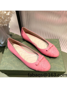 Gucci Leather Bow Ballet Flat Pink 2022 01