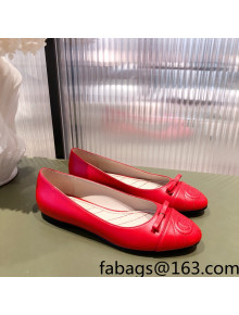 Gucci Leather Bow Ballet Flat Red 2022 05