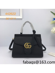 Gucci GG Marmont Medium Top Handle Bag in Grainy Calfskin 442622 Black 2022