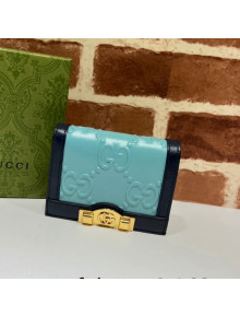 Gucci GG Leather Card Case Wallet 676150 Blue 2022