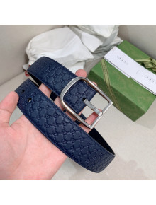 Gucci GG Leather Belt 4cm with Sqaure Buckle Blue 2022 01