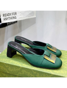 Gucci Silk High Heel Mules 8.5cm Green 2022 030709