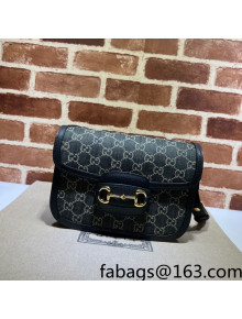 Gucci Horsebit 1955 Shoulder Bag in Black GG Denim Jacquard 602204 2022