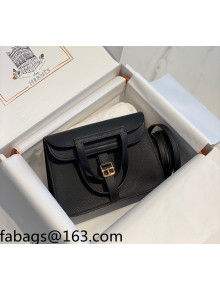 Hermes Halzan Mini 22cm Bag in Togo Calfskin Leather Black/Gold 2021 03