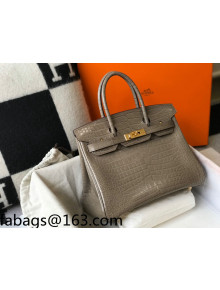 Hermes Birkin 30cm Bag in Crocodile Embossed Calf Leather Grey/Gold 2021 