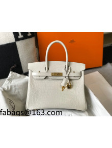 Hermes Birkin 30cm Bag in Crocodile Embossed Calf Leather White/Gold 2021 