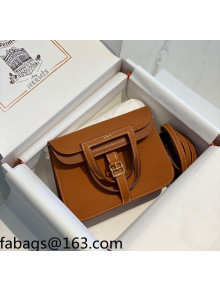 Hermes Halzan Mini 22cm Bag in Togo Calfskin Leather Brown/Gold 2021 09