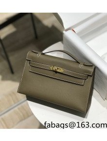 Hermes Kelly Pochette Bag 22cm Elephant Grey/Gold 2022 13