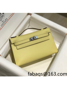 Hermes Kelly Pochette Bag 22cm Chick Yellow/Silver 2022 18