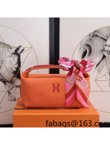 Hermes Trousse Bride-A-Brace Canvas Case/Top Handle Bag Orange 2022