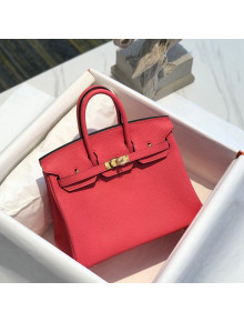 Hermes Birkin 25cm Bag in Togo Calfskin Rose Lipstick Pink/Gold 2022