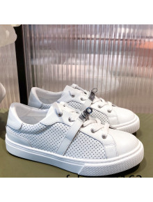 Hermes Day Perforated Calfskin Sneakers with Kelly Buckle White 2022