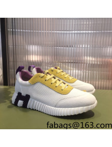 Hermes Bouncing Mesh and Suede Sneakers White/Purple/Yellow 2022 032568