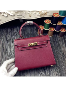 Hermes Original Epsom Leather Kelly 20cm Mini Bag Burgundy