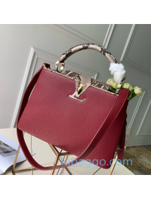 Louis Vuitton Capucines BB with Snakeskin Top Handle N95509 Burgundy 2020