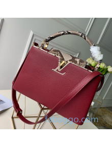 Louis Vuitton Capucines PM with Snakeskin Top Handle N95509 Burgundy 2020