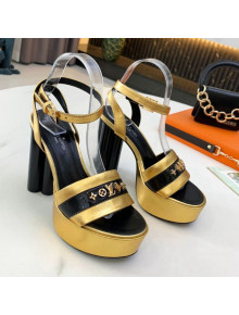 Louis Vuitton Podium Monogram Studs Platform Sandal Gold 2021