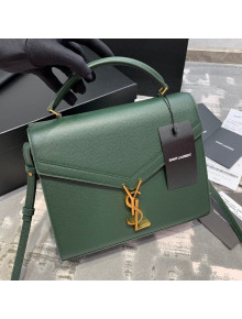 Saint Laurent Cassandra Top Handle Medium Bag in Grained Calfskin Leather 578000 Green 2020