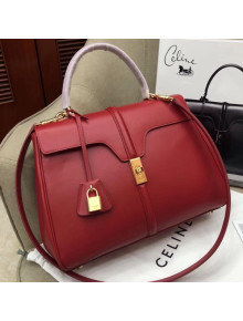 Celine Smooth Calfskin Medium 16 Bag Red 2019