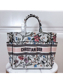 Dior Catherine Flora Embroidered Canvas Tote Bag White 2020