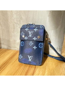 Louis Vuitton Men's Phone Pouch Ink Blue Watercolor Leather M80466 2021