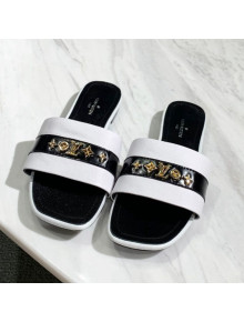 Louis Vuitton Revival Calfskin Monogram Studs Flat Slide Sandals White 2021