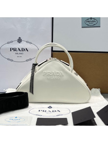 Prada Leather Triangle top Handle Bag 1BB082 White 2022 