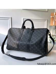 Louis Vuitton Keepall Bandouliere 45 Travel Bag in Black Monogram Canvas M40569 2021