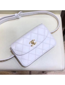 Chanel Lambskin Flap Waist Bag/Belt Bag A88612 White 2019