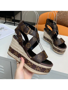 Louis Vuitton Boundary Monogram Canvas Wedge Sandals 2021