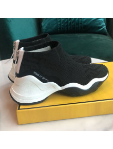 Fendi FFluid Knit Jacquard Zip Sneakers Black 2019